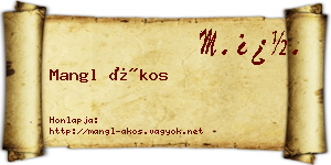 Mangl Ákos névjegykártya